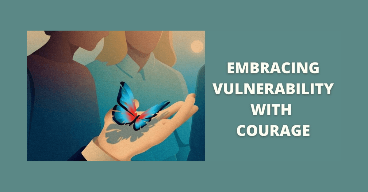 Embracing Vulnerability with Courage: A butterfly resting in hand, symbolizing resilience and growth.