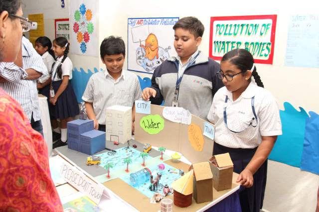 CHIREC students participating in pollution of water bodies project