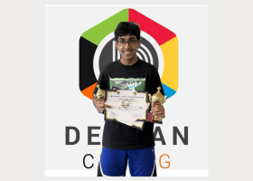 Rishab Jain from Grade 12 Secured first place in the 2x2x2 and second in the 3x3x3 at the DC Open Hyderabad, highlighting his speed cubing excellence and national rank of 14th.