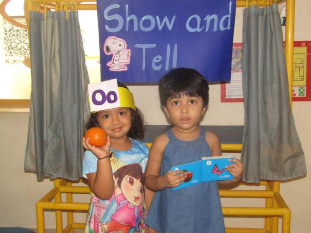 CHIREC pre-primary students actively engage in a show-and-tell activity centered around the letter "O."