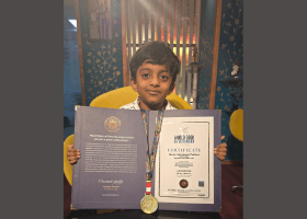 Mokshagna Palukuri, stage 1 student at CHIREC International School who, at just three years old, has already set impressive records